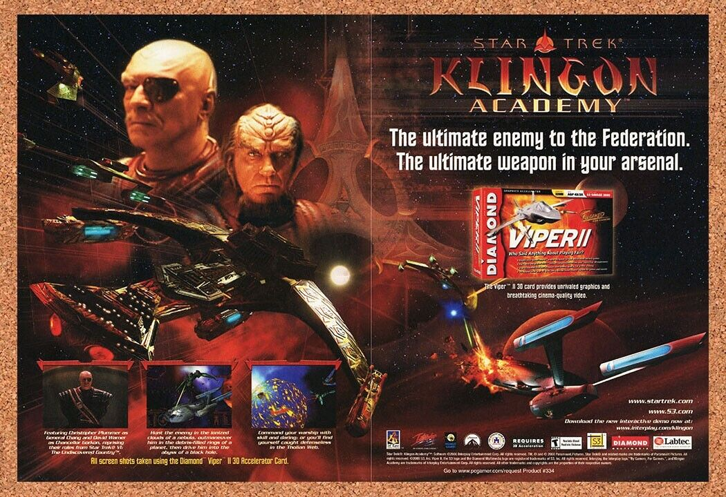 2002 Star Trek Klingon Academy PC Original Viper II Ad v1