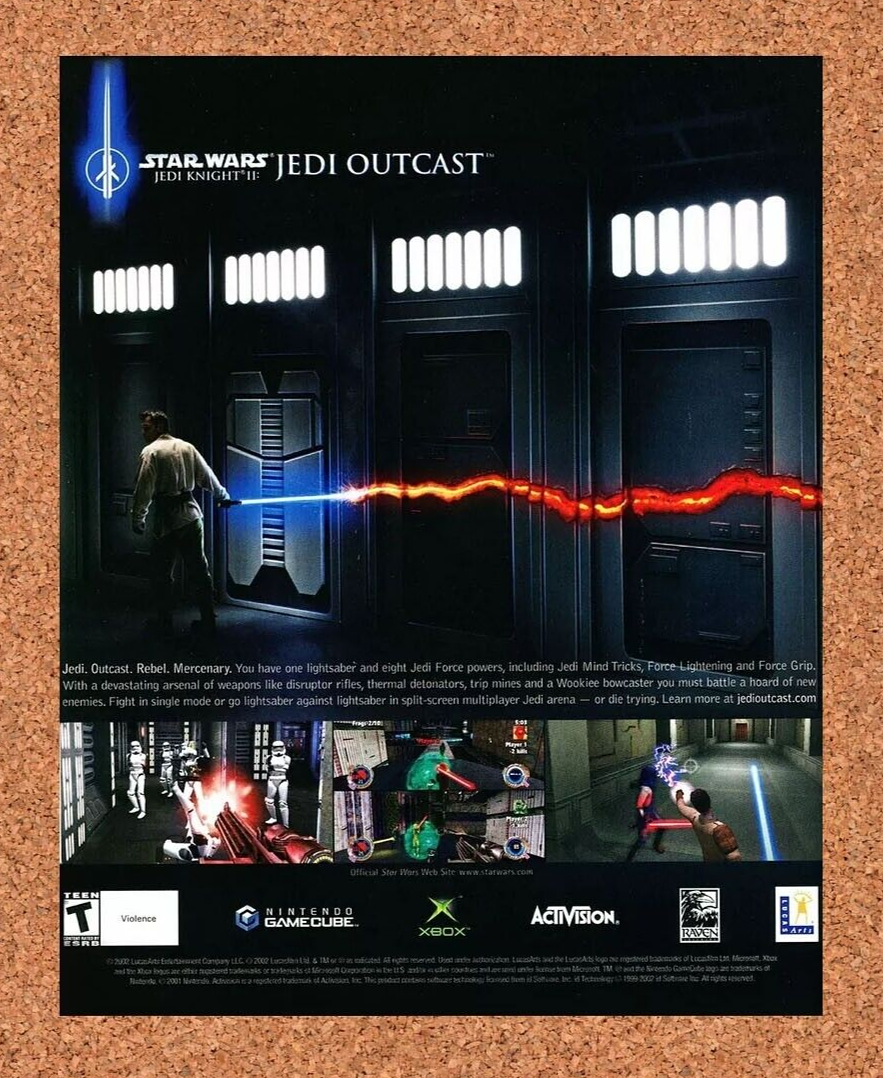 2002 Star Wars Jedi Knight 2 Xbox Jedi Outcast Original Ad