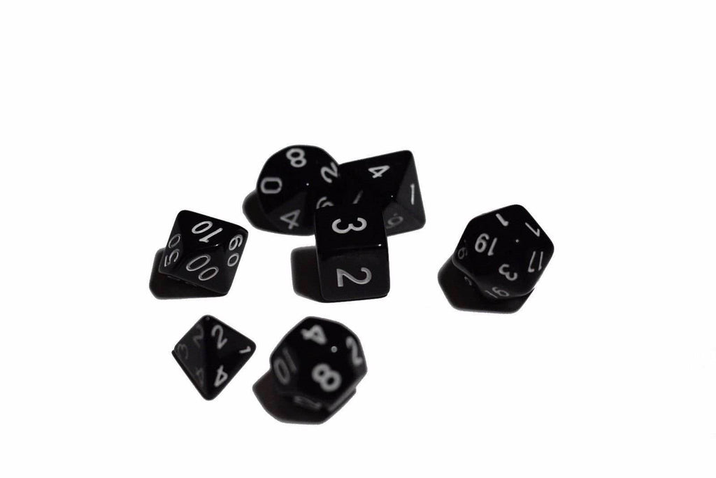 Black Opaque 7 Die Set Polyhedral Dice by BrycesDice RPG Magic D&D Unique - 