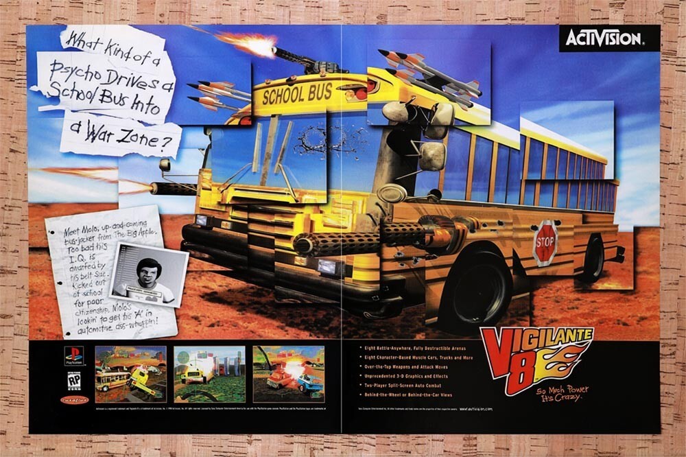 1998 Vigilante 8 PS1 Original Ad v1