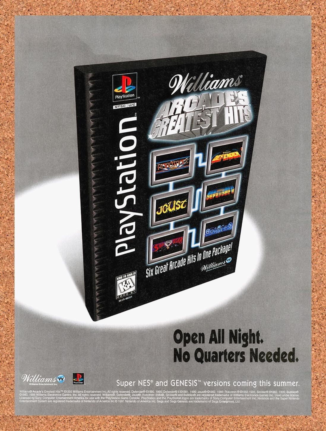 1996 Williams Arcades Greatest Hits PS1 Original Ad v1
