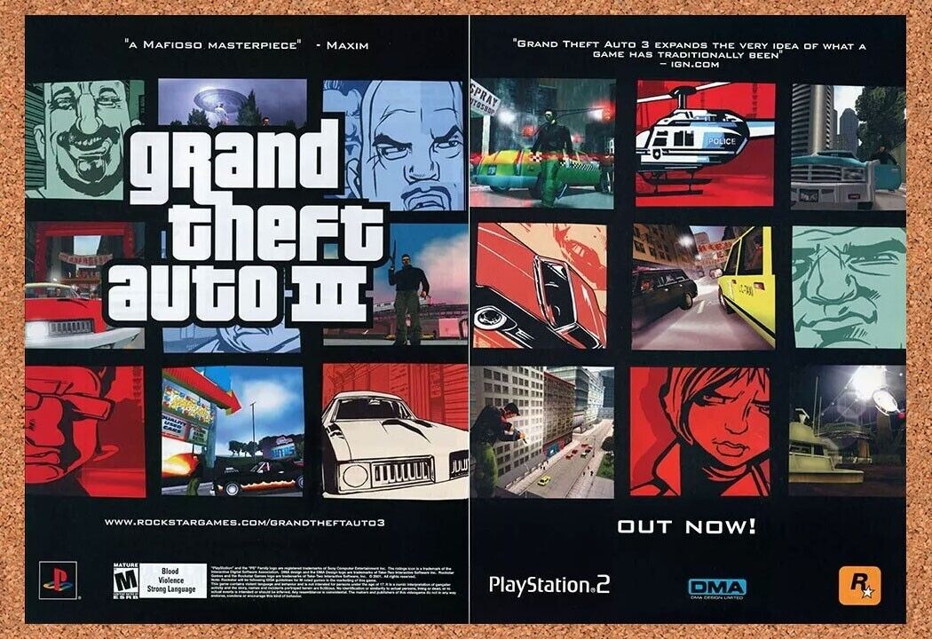 2002 Grand Theft Auto III PS2 Original Ad v2