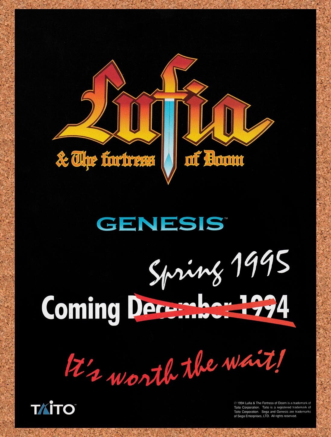 1995 Lufia Fortress Of Doom SNES Original Ad v6