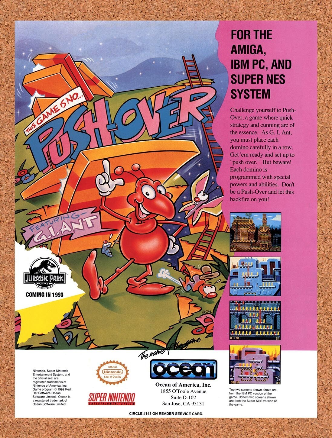 1992 Pushover Amiga Original Ad v1