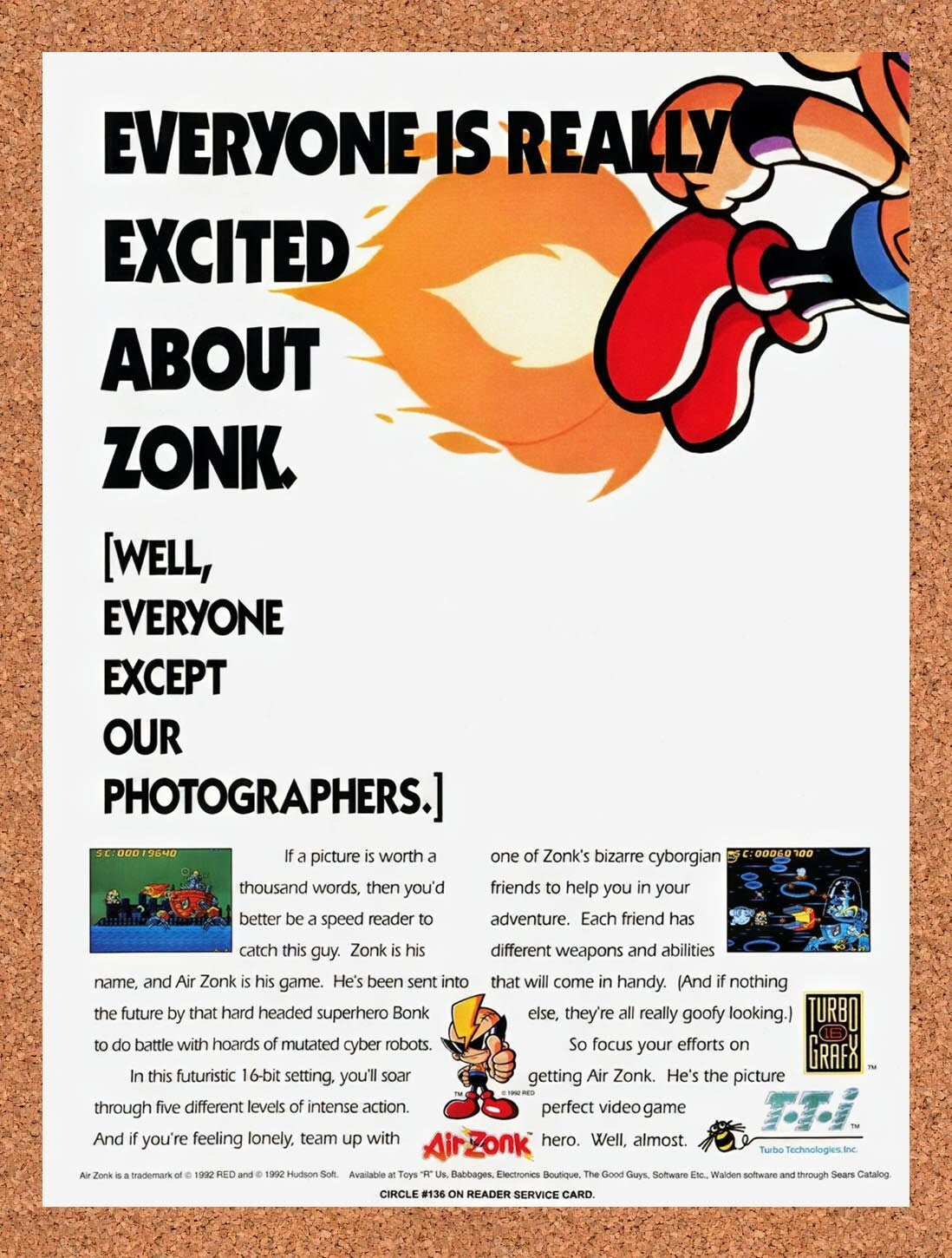 1992 Air Zonk TurboGrafx-16 Original Ad v2