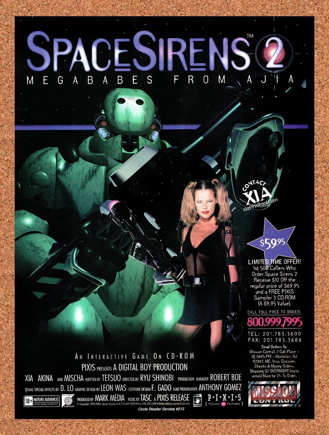 1995 Space Sirens 2 Megababes From Ajia Erotic CD-ROM Original Ad v2