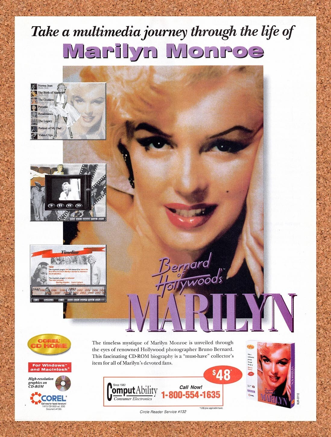 1995 Bernard Of Hollywoods Marilyn PC CD-ROM Original Ad v1