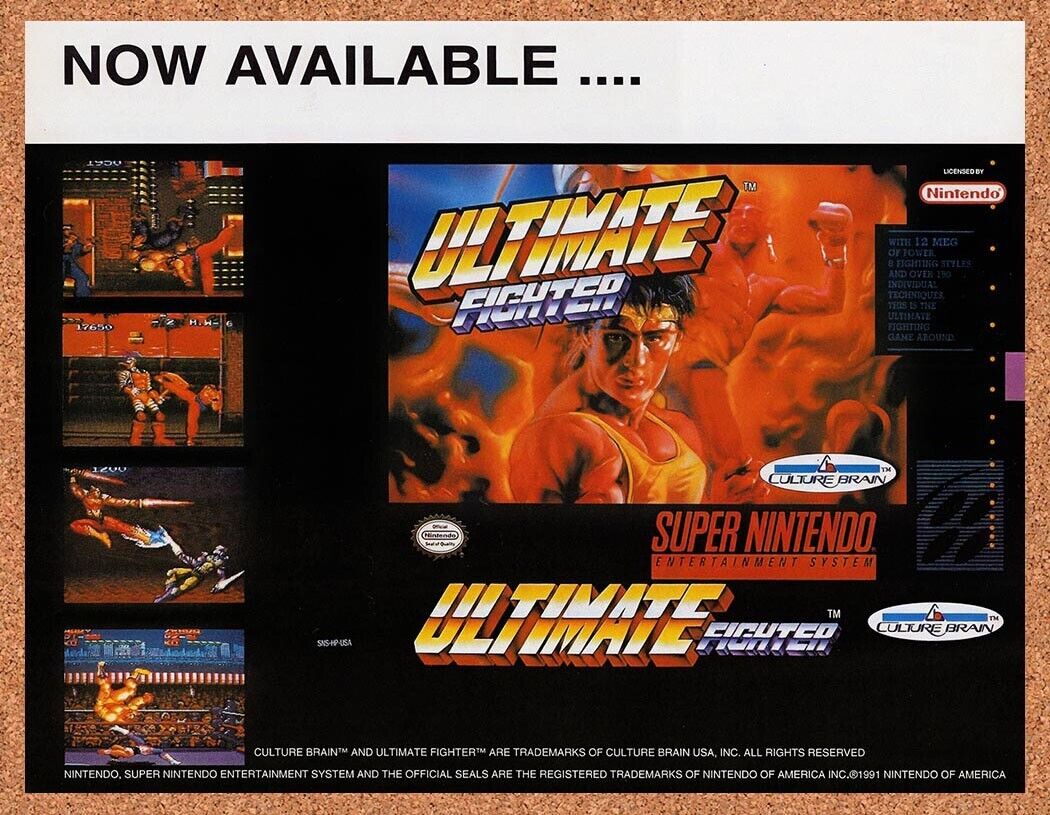 1994 Ultimate Fighter SNES Original Ad v2