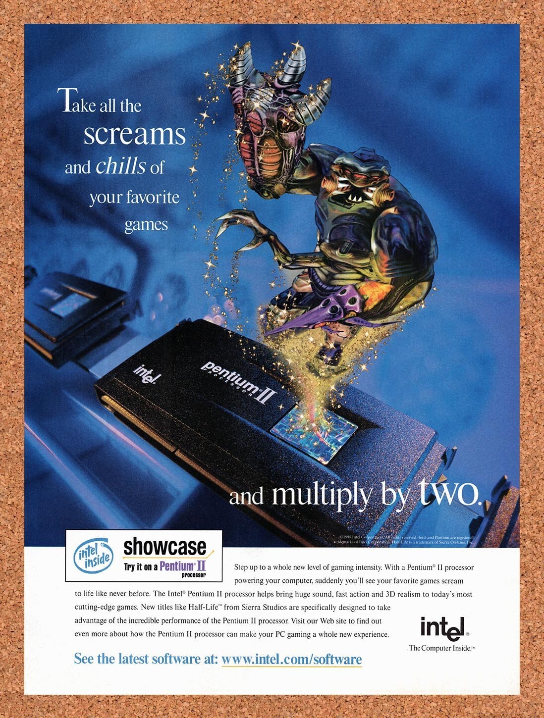 1998 Half-Life Intel Pentium II Processor Original Ad v12