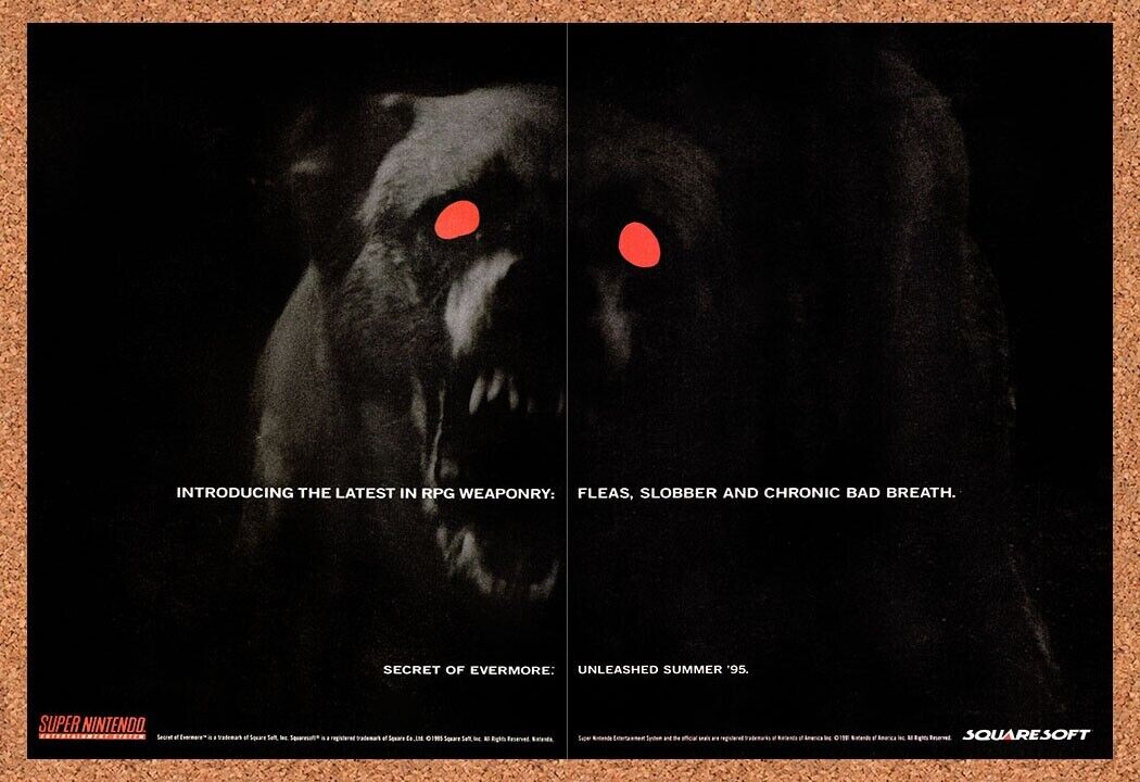 1995 Secret Of Evermore SNES Original Ad v2