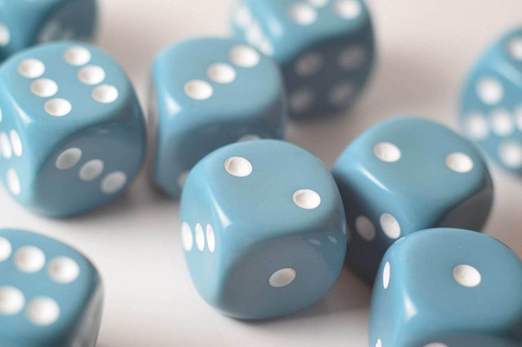 Rare Unreleased 16mm Cyan Blue Dice Set (10) Chessex with White Pips Limited - 