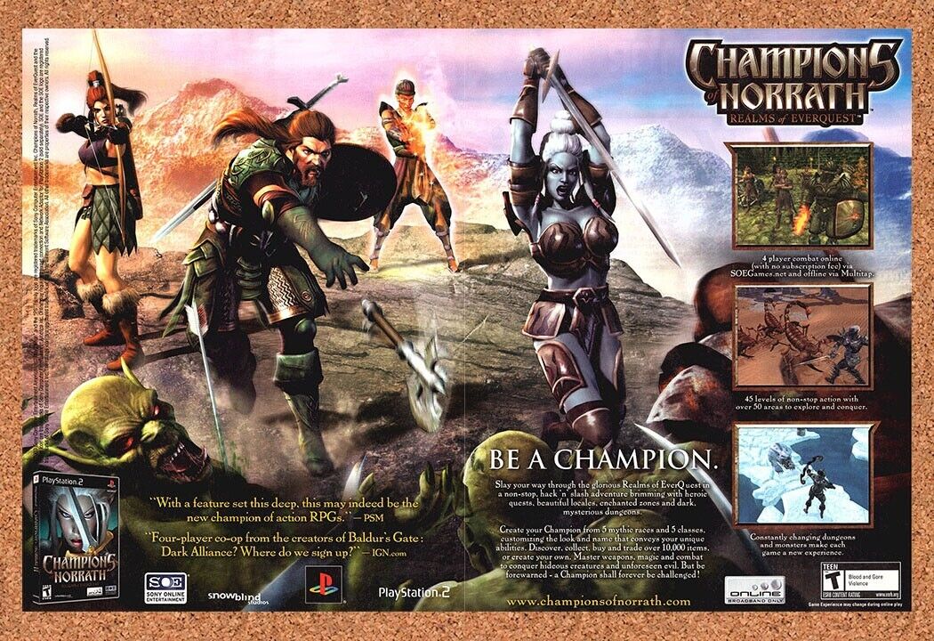 2004 Champions of Norrath PS2 Original EverQuest Ad