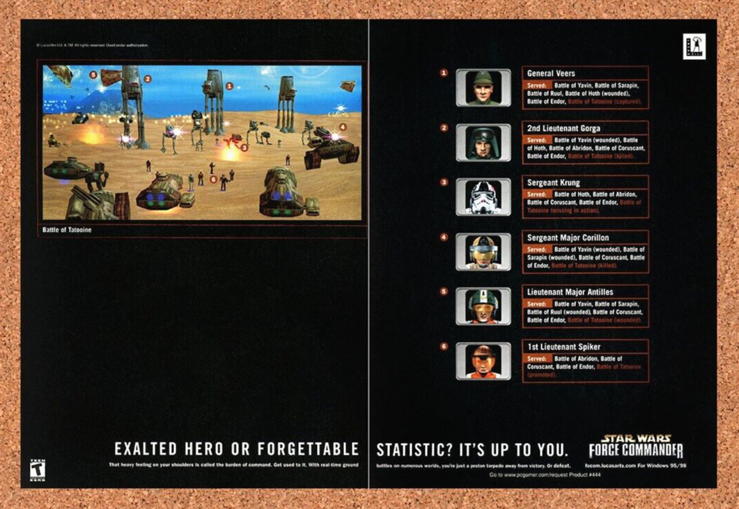 2002 Star Wars Force Commander PC Original Ad