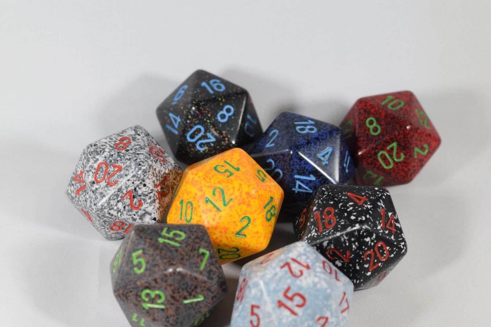 24x Speckled 34mm Chessex D20 Dice Complete Set with Case Large Size Collection - 