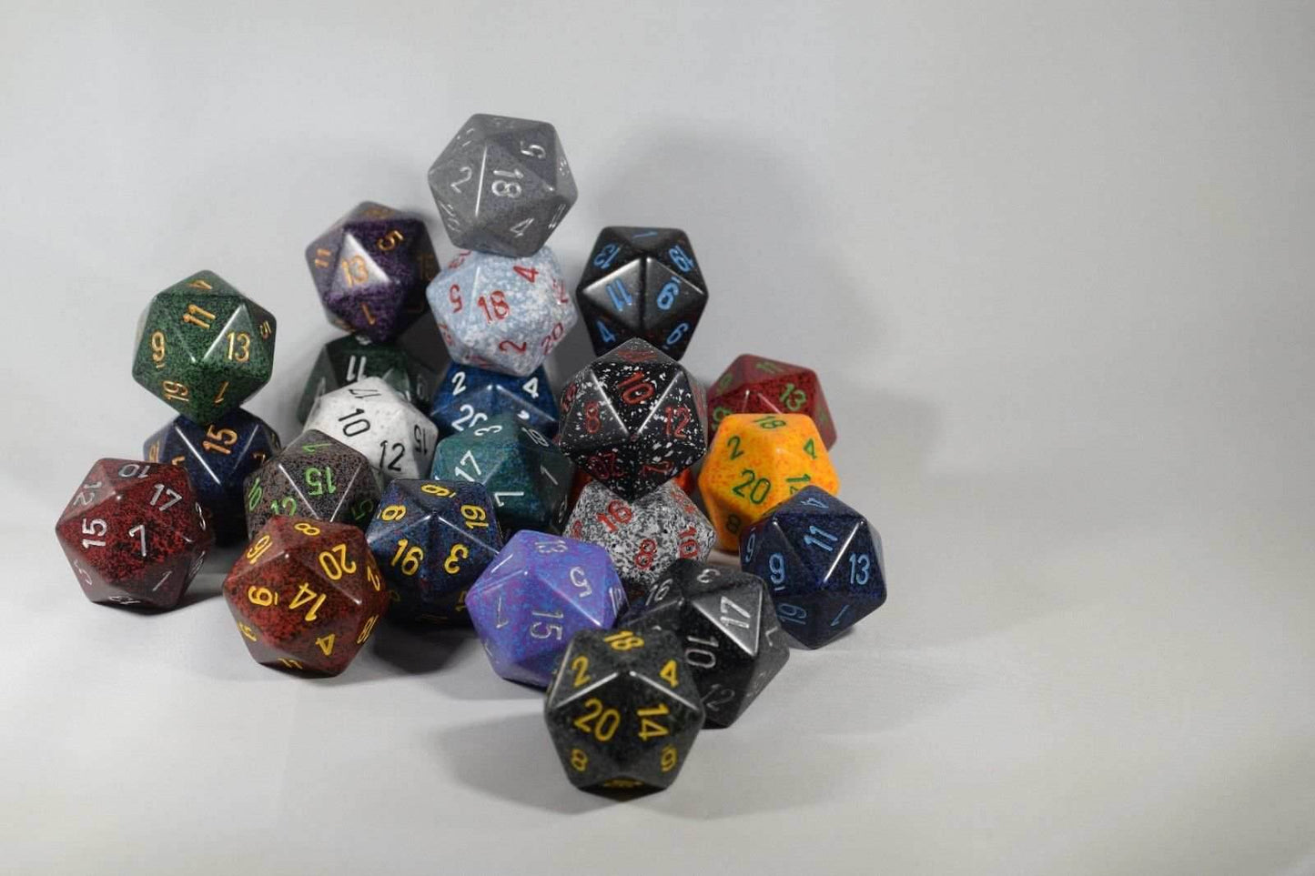 24x Speckled 34mm Chessex D20 Dice Complete Set with Case Large Size Collection - 
