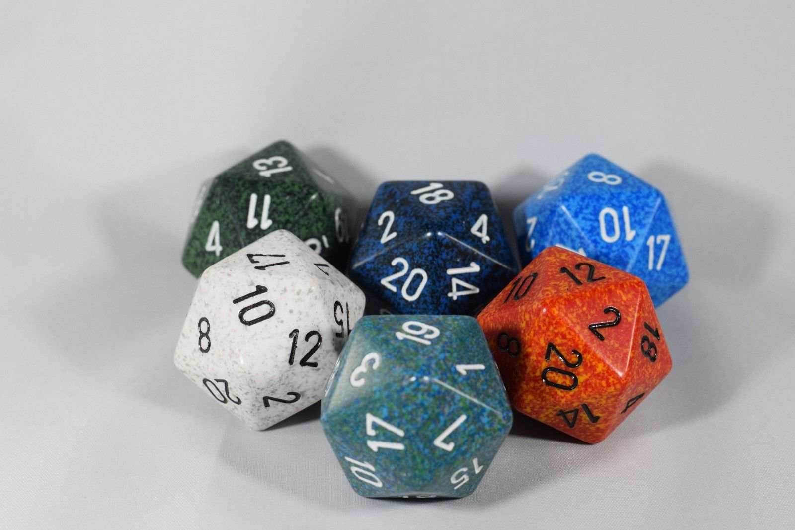 24x Speckled 34mm Chessex D20 Dice Complete Set with Case Large Size Collection - 