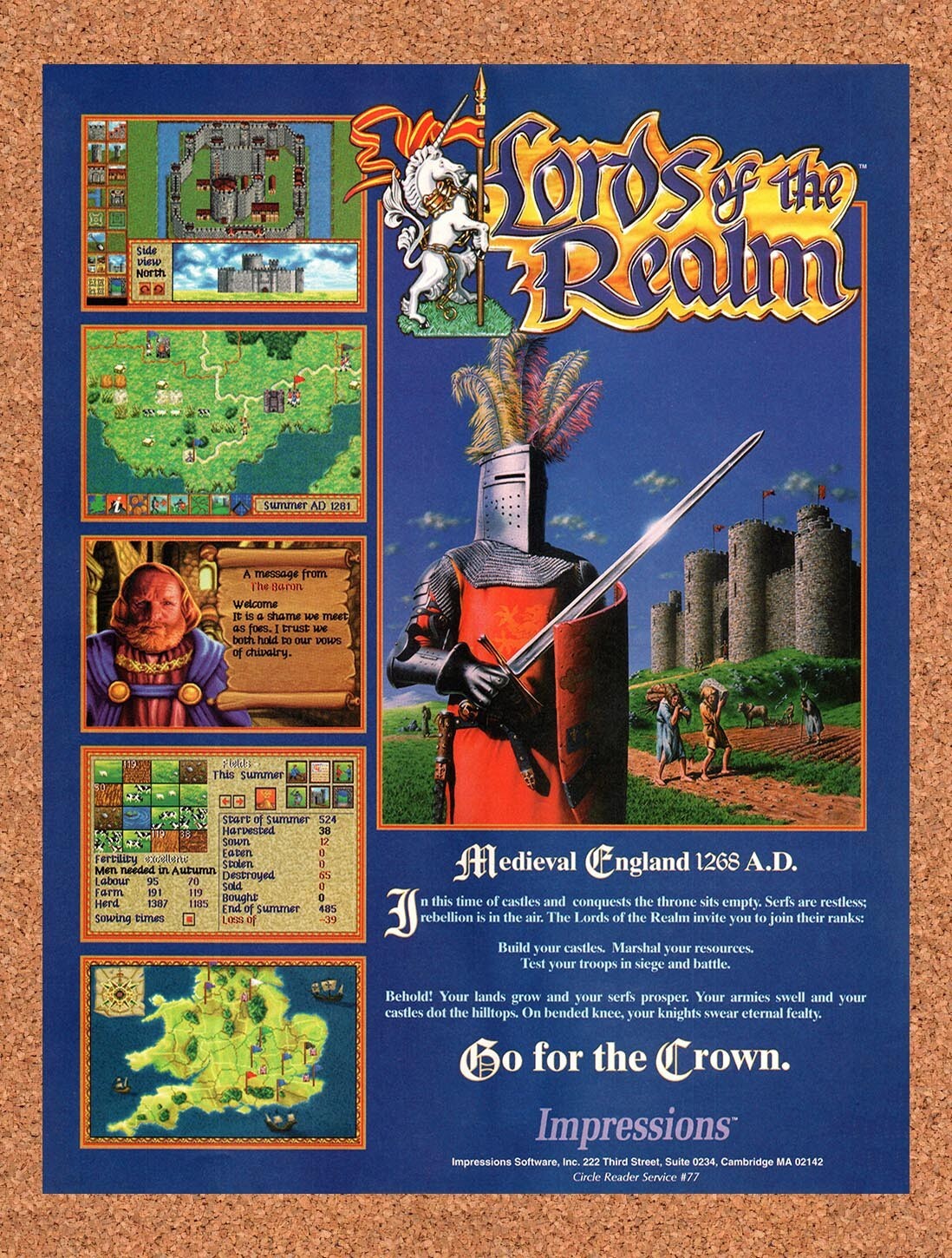 1994 Lords Of The Realm DOS Original Ad v1