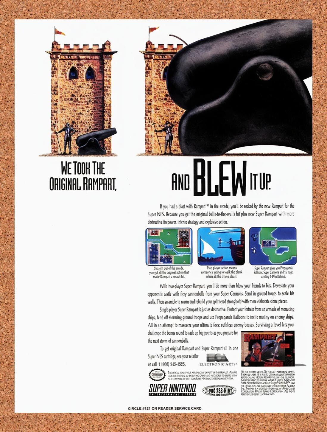 1992 Rampart SNES Original Ad v2