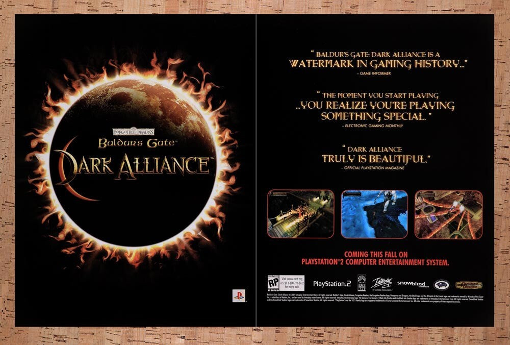 2001 Baldur's Gate Dark Alliance PS2 Original Ad v4