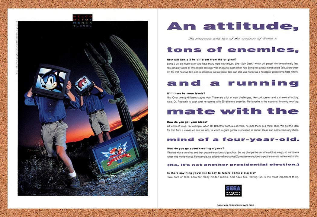 1992 Sonic 2 Genesis Original Ad v1
