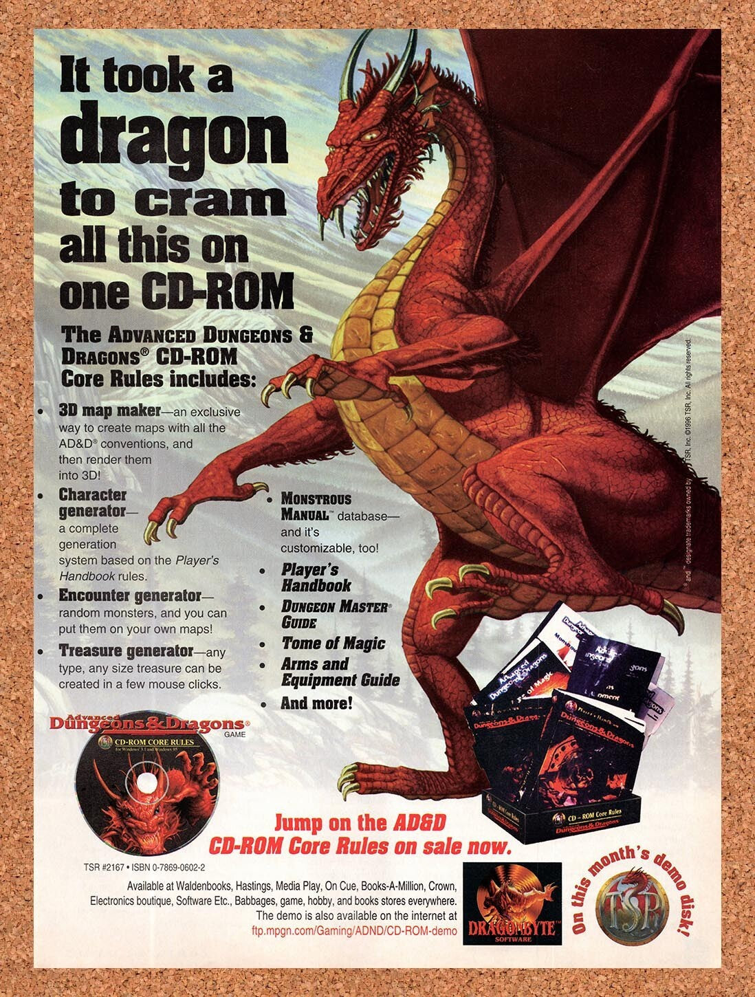 1996 Advanced Dungeons & Dragons CD-ROM Core Rules PC Original Ad v2