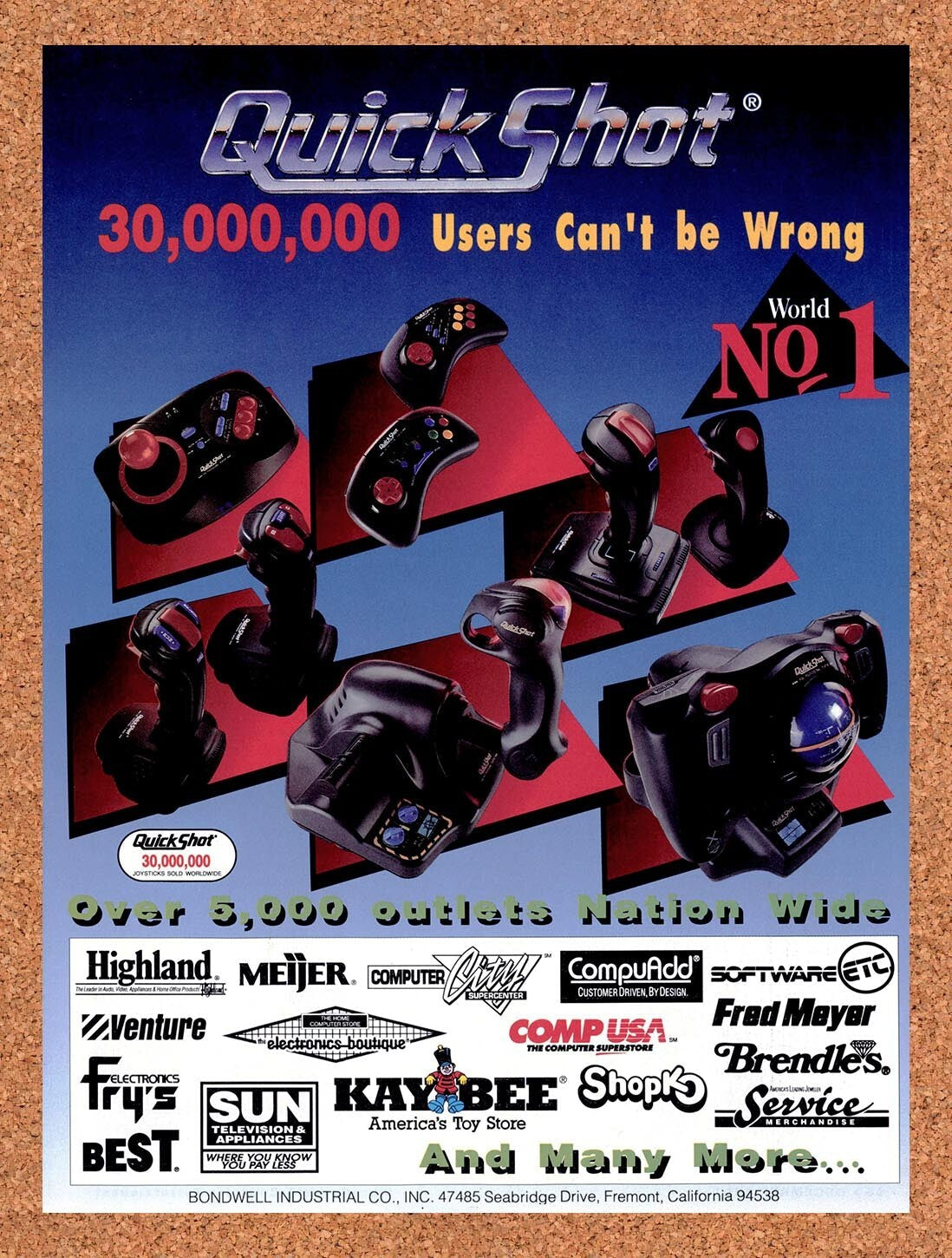1992 QuickShot Console Peripherals Original Ad v5
