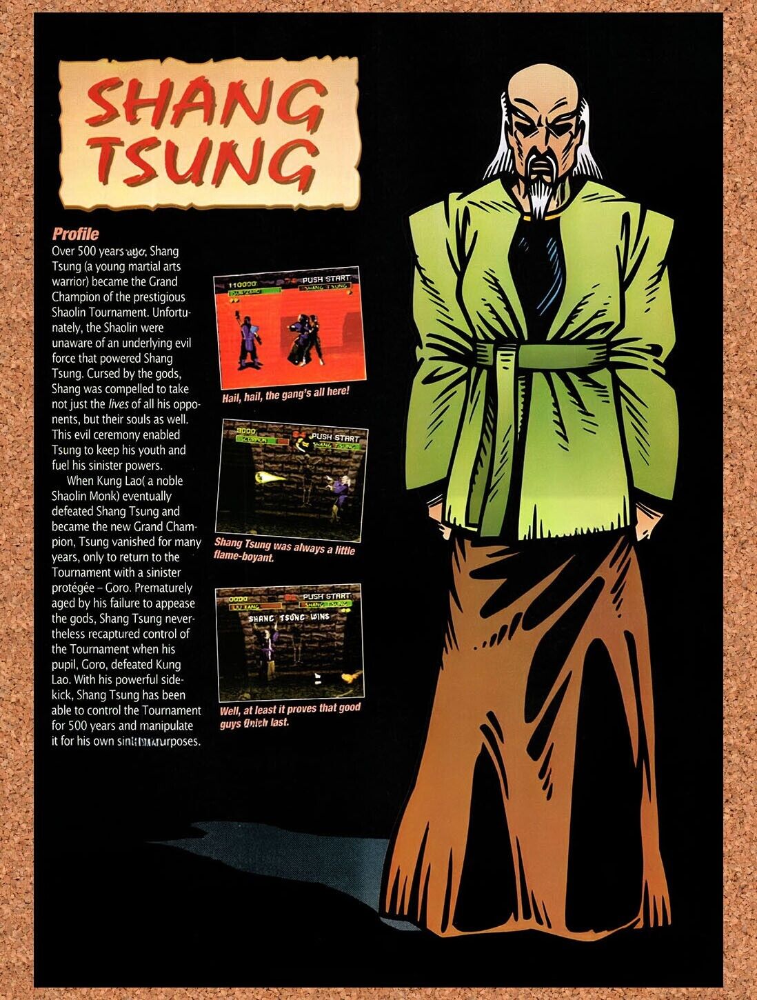 1993 Mortal Kombat Shang Tsung Profile Original Ad v21