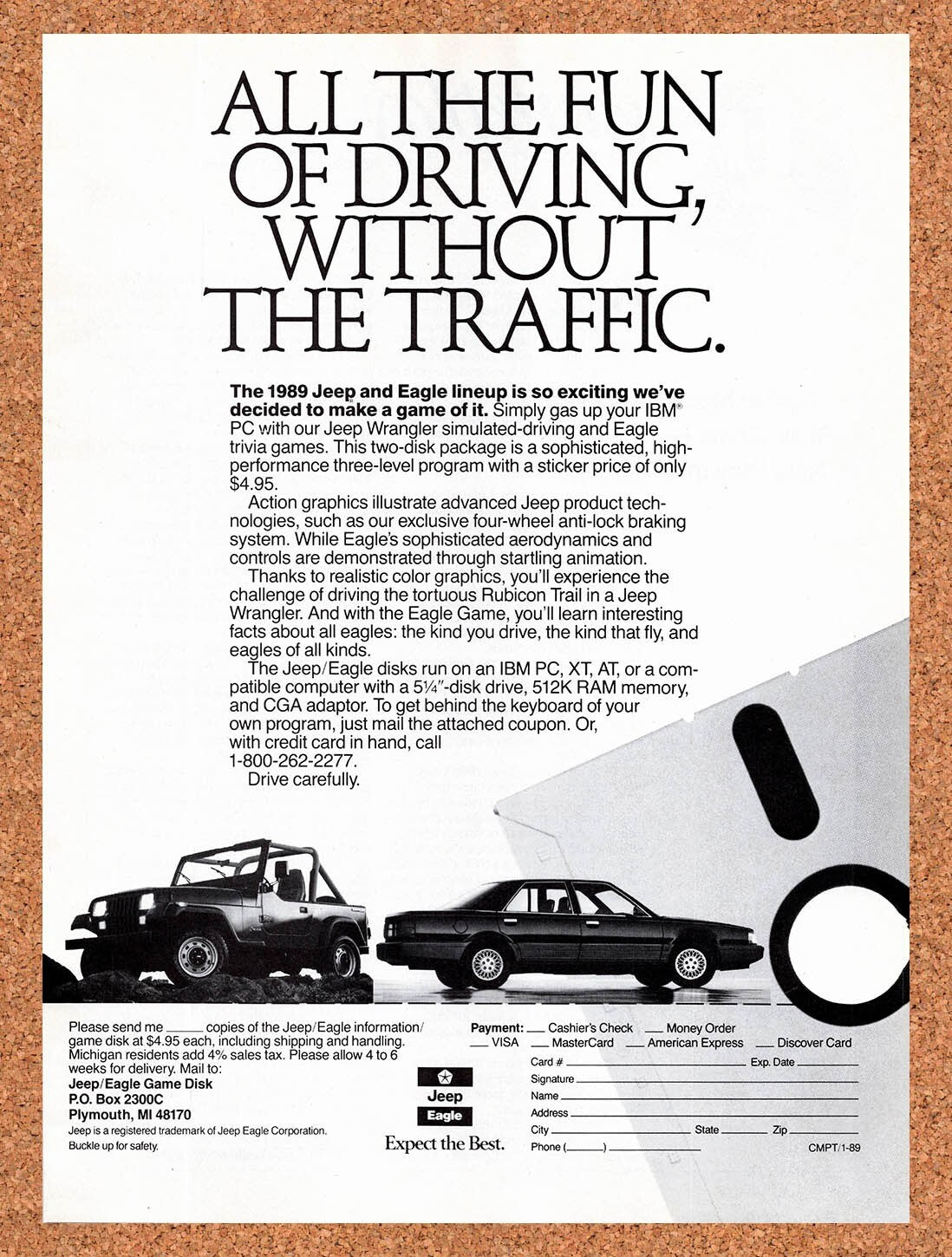 1989 Jeep And Eagle Simulated-Driving IBM Original Ad v1