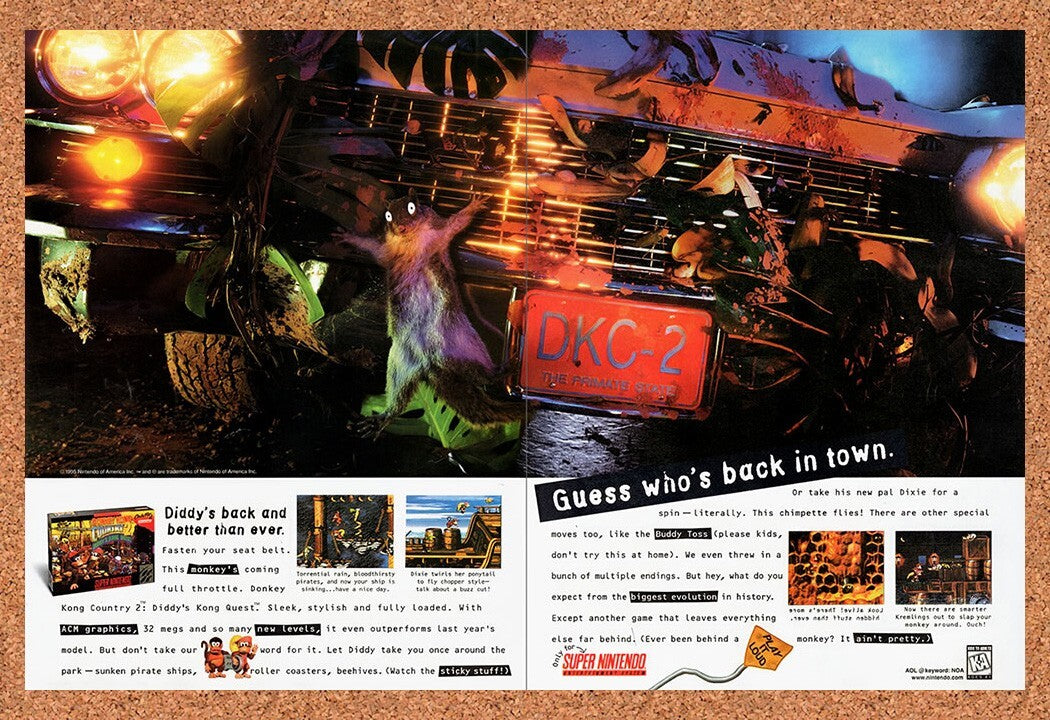 1995 Donkey Kong Country 2 SNES Original Ad v2
