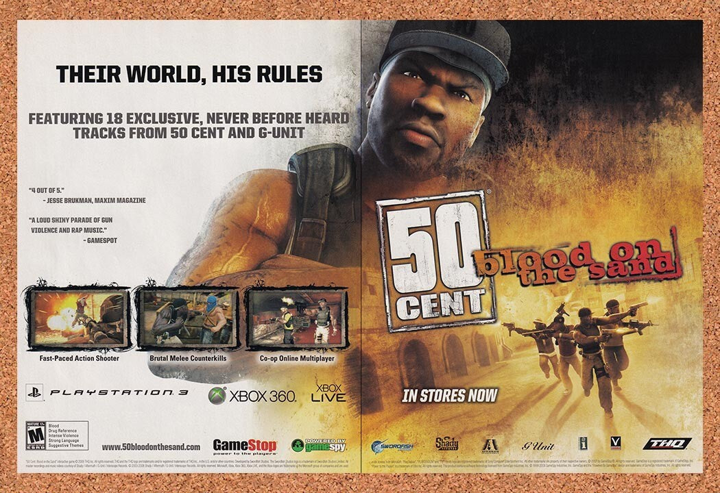2009 50 Cent Blood On The Sand Xbox 360 Original Ad v2