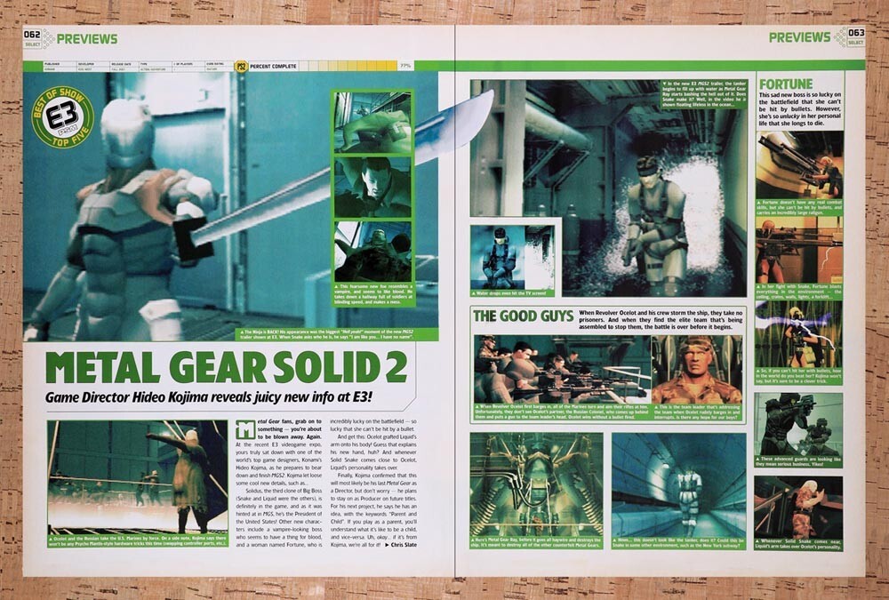 2001 Metal Gear Solid 2 Sons Of Liberty PS2 E3 Review Original Ad v5
