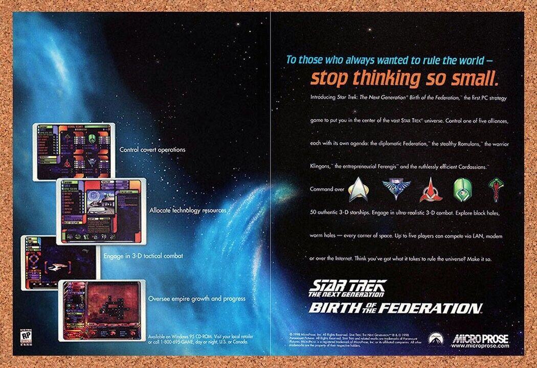 2000 Star Trek Birth Of The Federation PC Original Ad v3