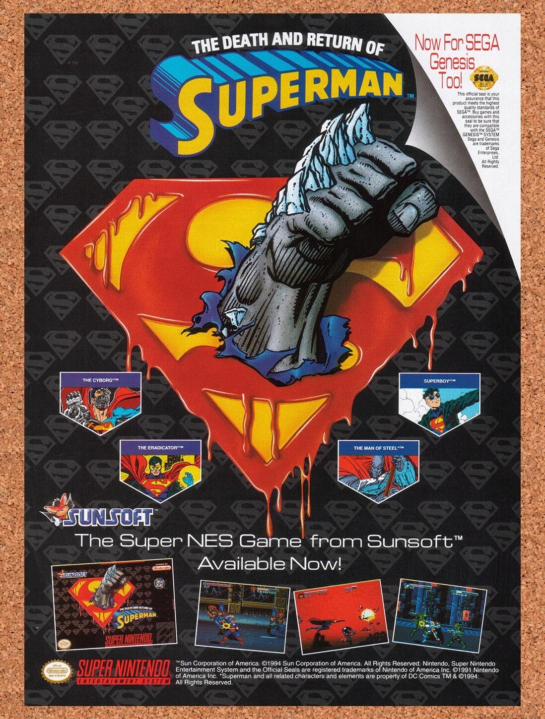 1995 The Death And Return Of Superman Genesis Original Ad v3