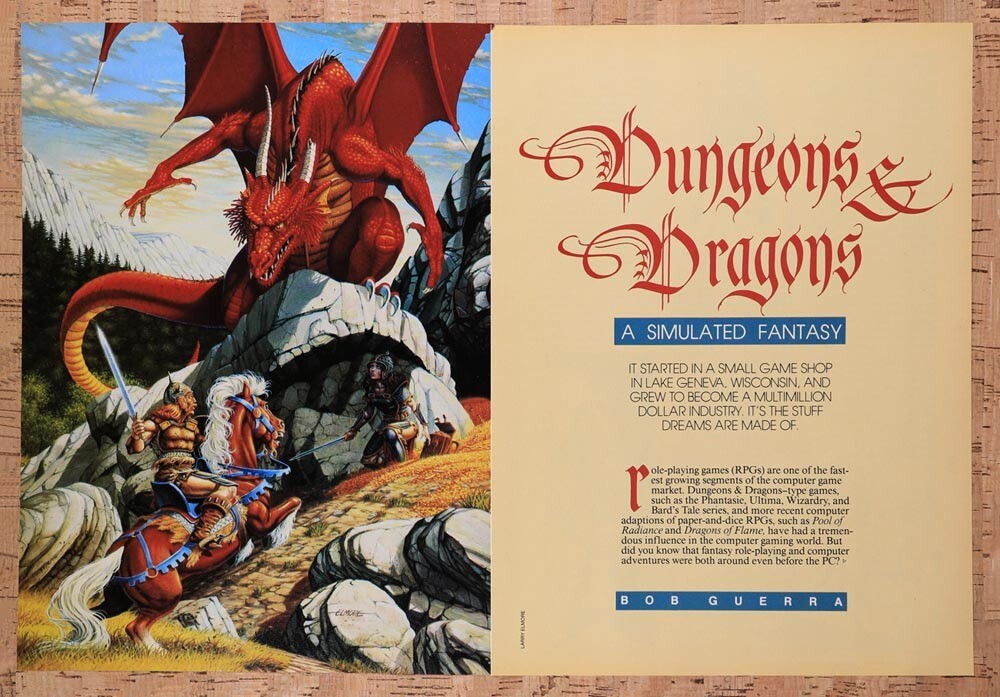 1990 Dungeons & Dragons Early D&D PC Game Story Original Ad v12