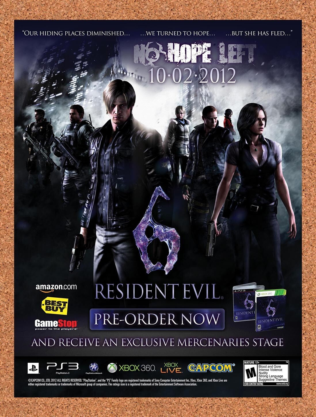 2012 Resident Evil 6 Xbox 360 Original Ad v3