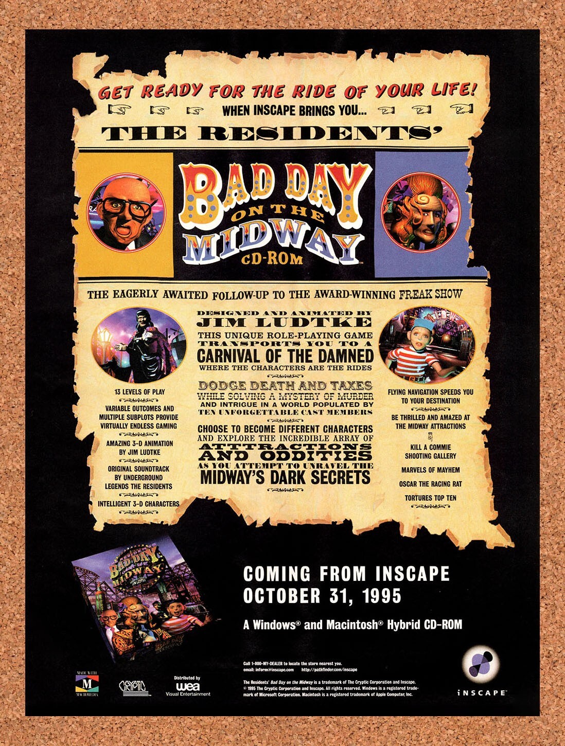 1995 Bad Day On The Midway PC Original Ad v1