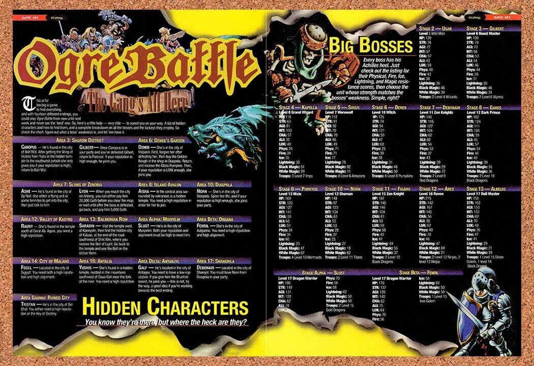 1995 Ogre Battle Hidden Characters Original Ad v1