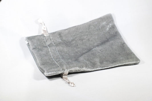 Silver Velvet Gift Dice Bag 4" x 6" Dice Bag | grey Velvet Counter Pouch