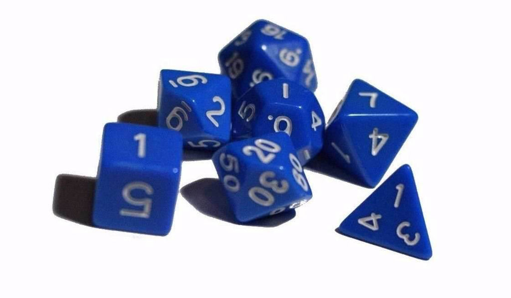 Blue Opaque 7 Die Set Polyhedral Dice by BrycesDice RPG Magic D&D Unique Roll - 