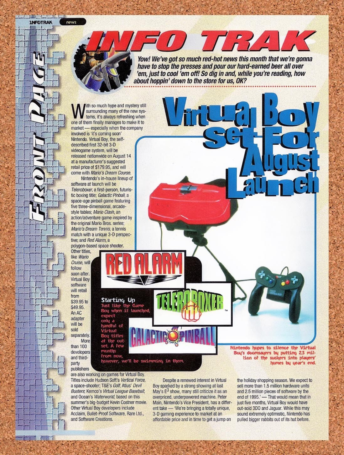 1995 Virtual Boy Launch Day Set Original Ad v6