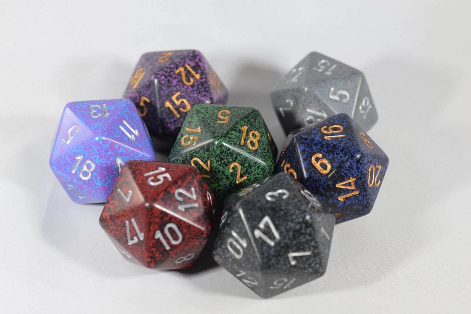 24x Speckled 34mm Chessex D20 Dice Complete Set with Case Large Size Collection - 