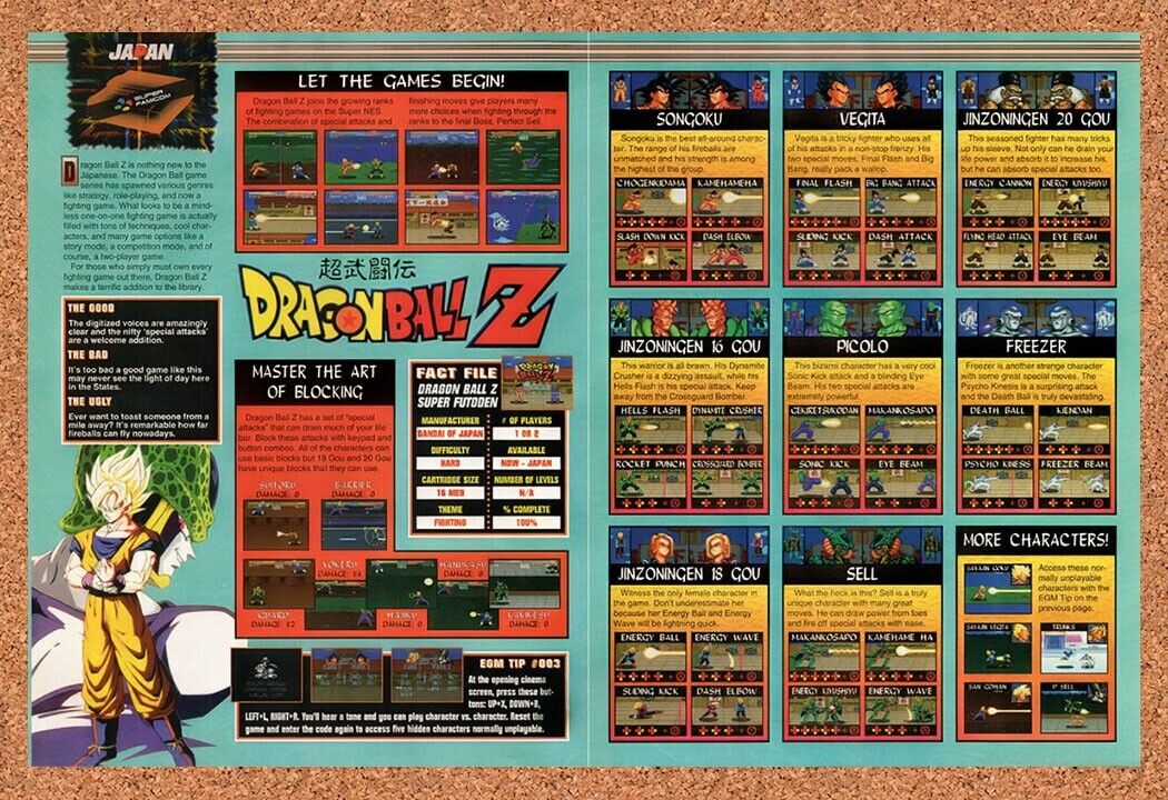 1993 Dragonball Z Super Butoden SNES Japan Original Ad v1