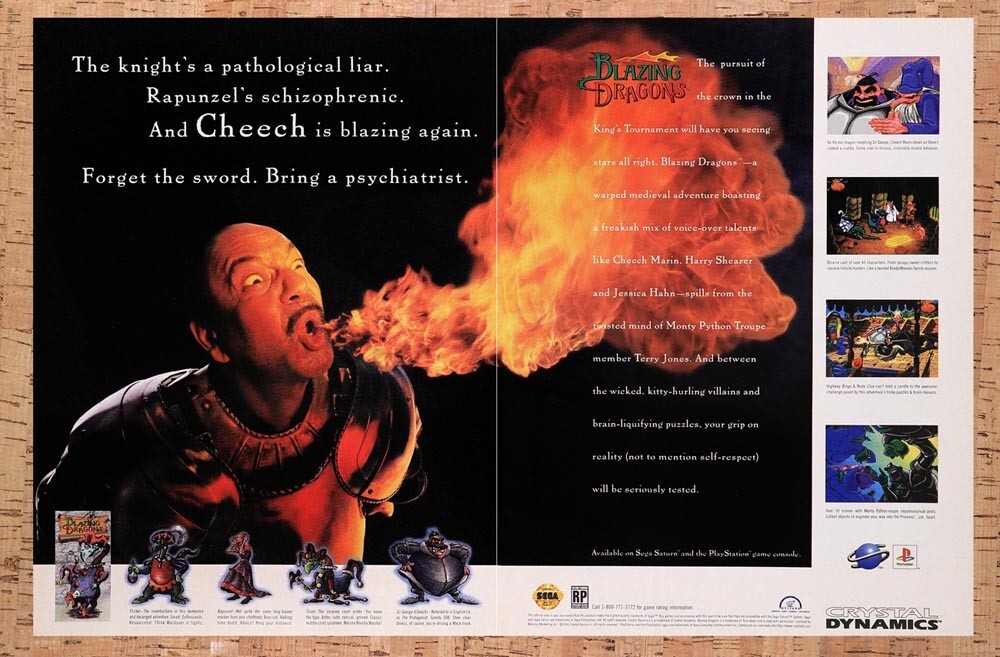 1996 Blazing Dragons Saturn Original Ad v1
