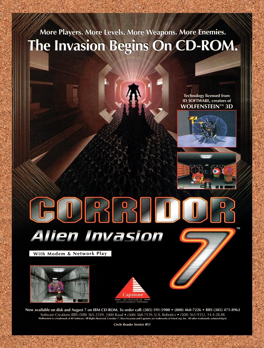 1994 Corridor 7 Alien Invasion PC Original Ad v1