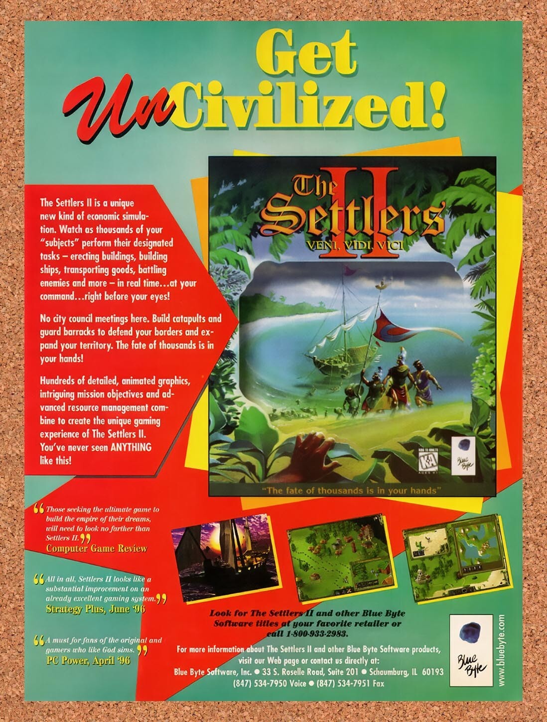 1996 Settlers II Veni Vidi Vici PC Original Ad v1