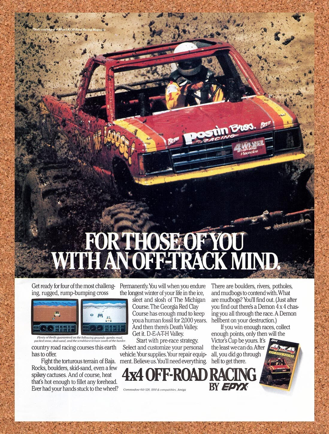 1988 4x4 Off-Road Racing Commodore 64 Original Ad v1