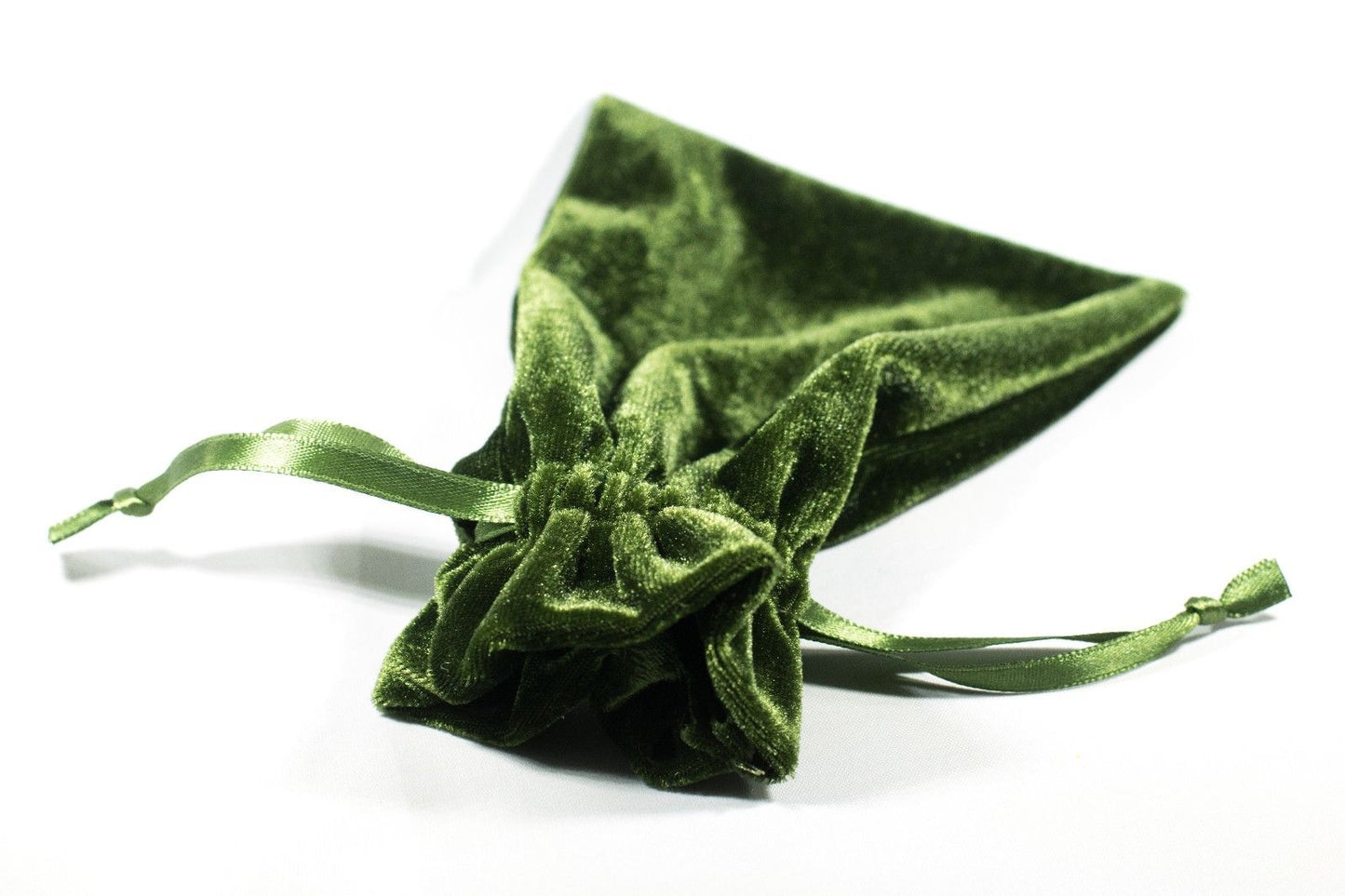 Green Velvet Gift Dice Bag 4" x 6" Dice Bag w/ Grey Velvet Lining Counter Pouch