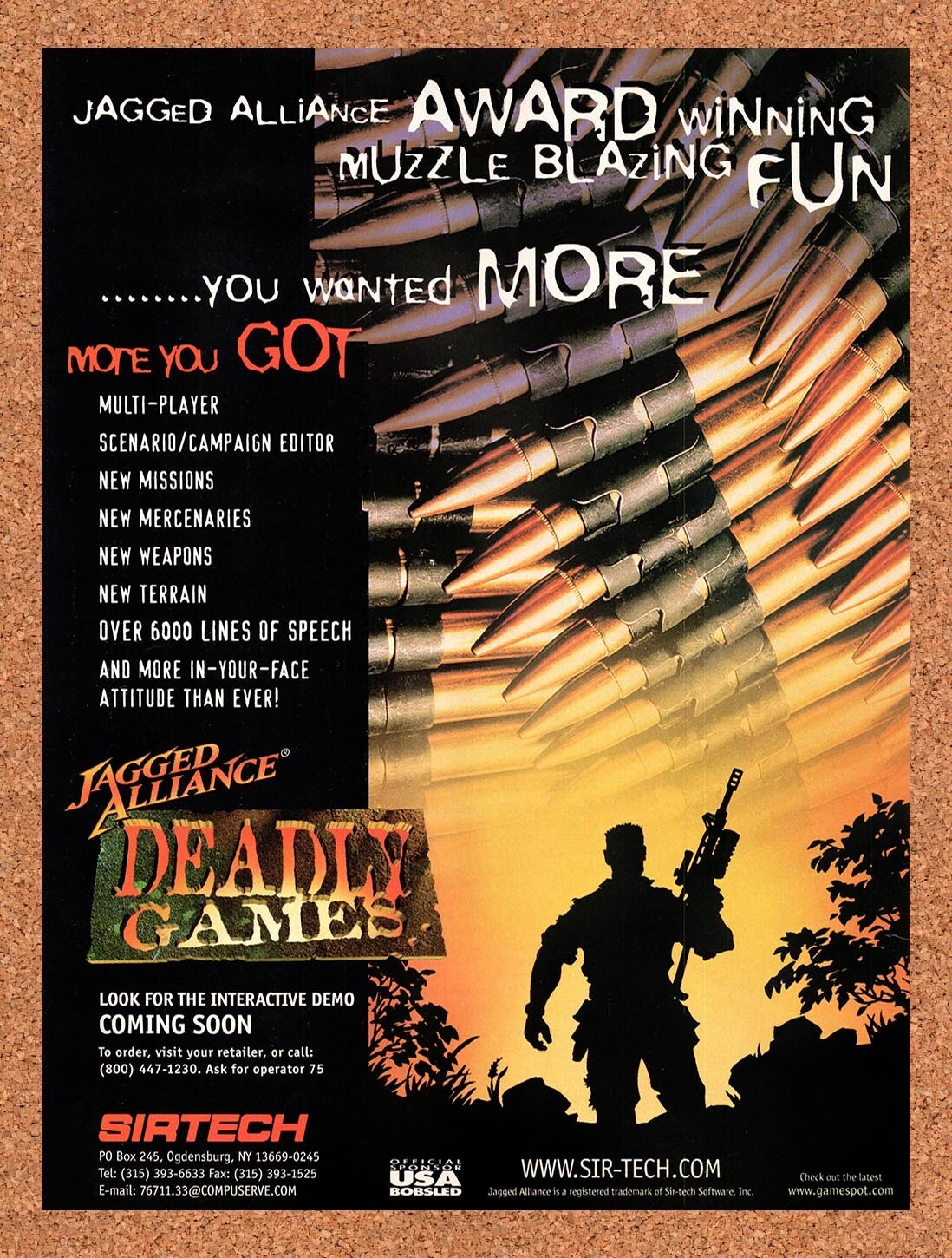 1996 Jagged Alliance Deadly Games PC Original Ad v1