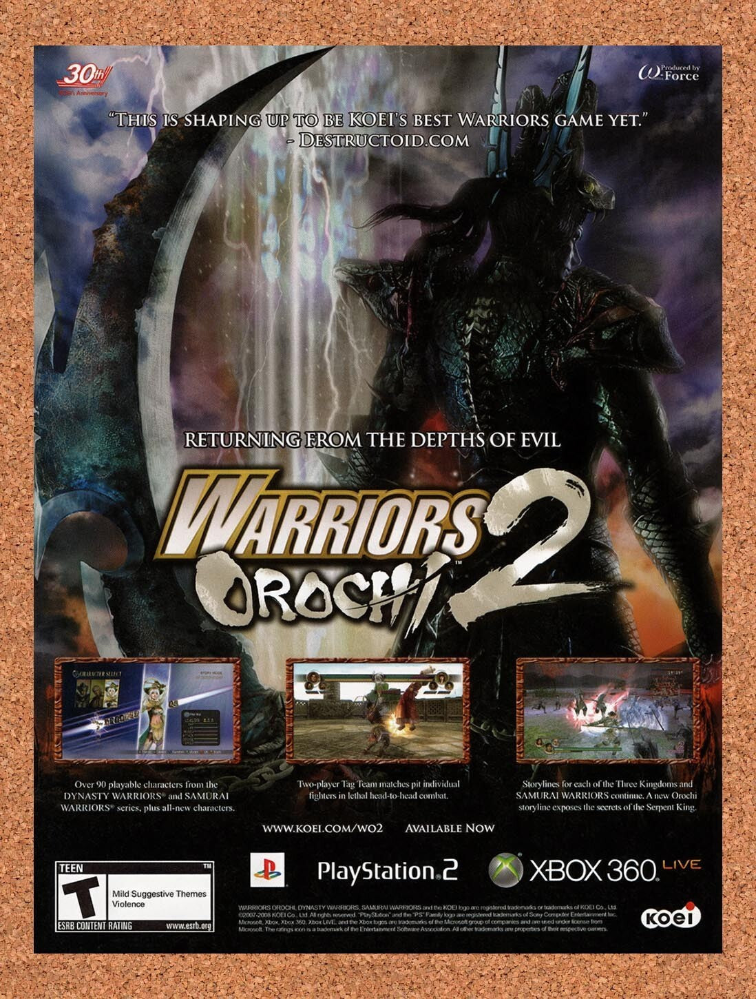 2008 Warriors Orochi 2 Xbox 360 Original Ad v1