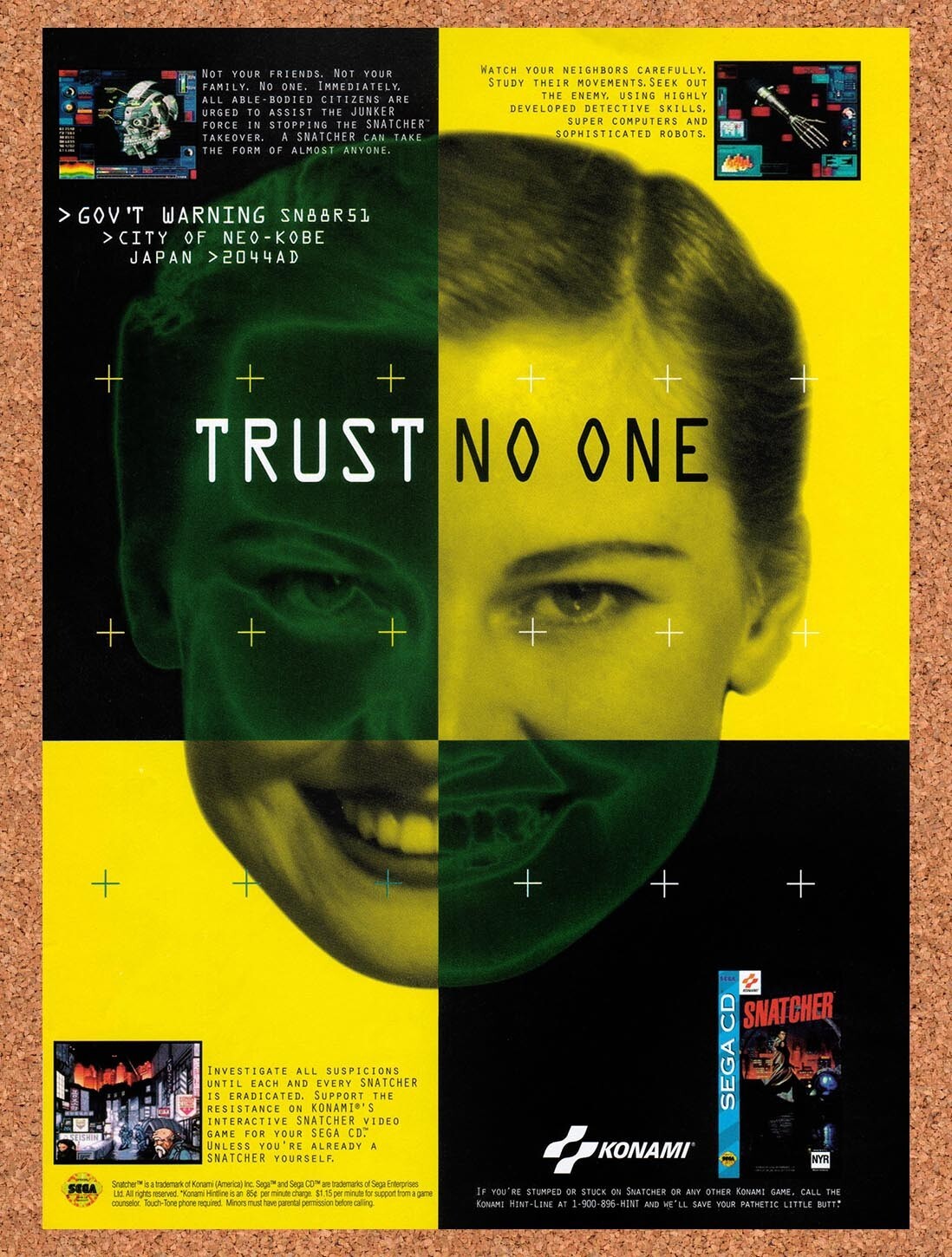 1995 Snatcher Sega CD Original Ad v1